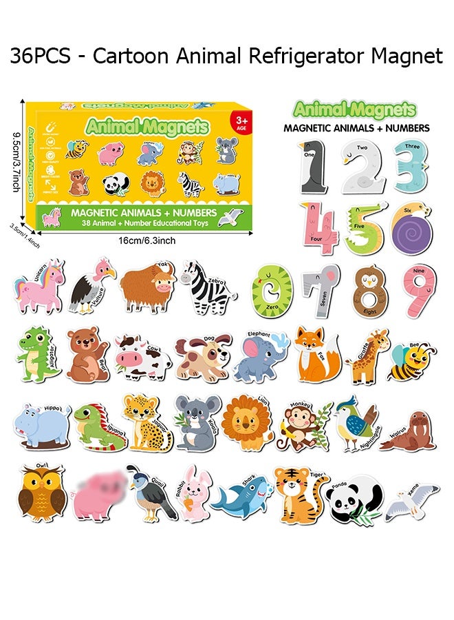 Wffo 38 PCS Cute Animal & Number Refrigerator Magnets, Large Size Strong Grip Full Magnet Backing, Decorative Fridge & Locker Magnets, Gift-Ready Home Decor Set for Kitchen, Office & Whiteboard - Educational Supplies Suitable for Spelling Learning for Toddlers and Preschoolers - Image 1
